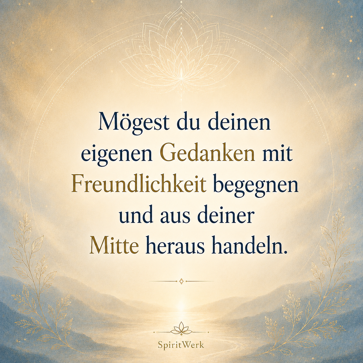 Mögest du deinen eigenen Gedanken mit Freundlichkeit begegnen und aus deiner Mitte heraus handeln.