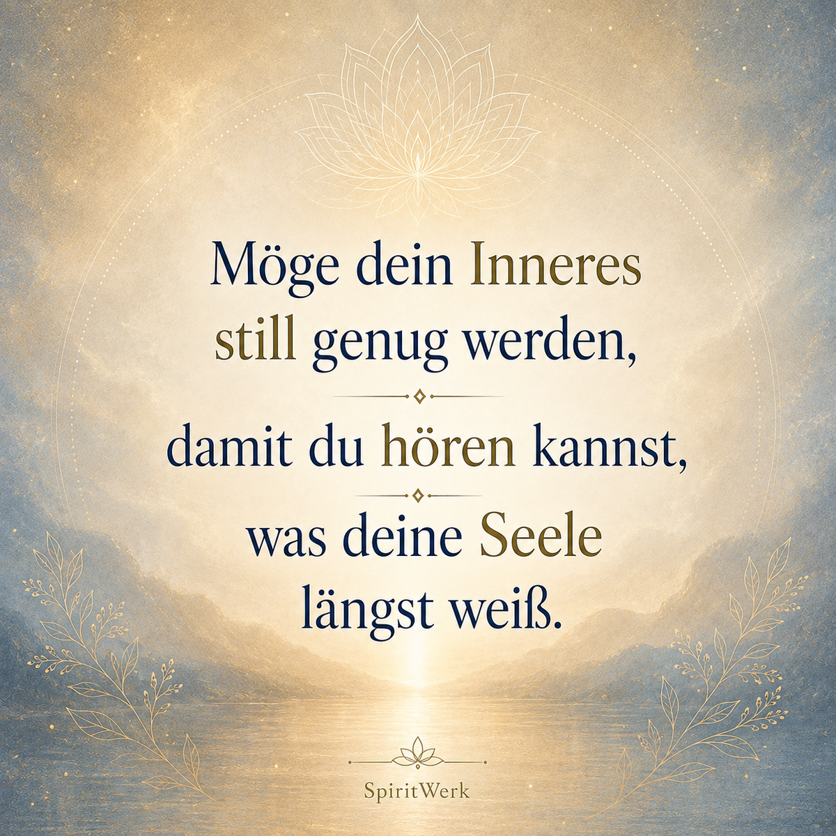 Möge dein Inneres still genug werden, damit du hören kannst, was deine Seele längst weiß.