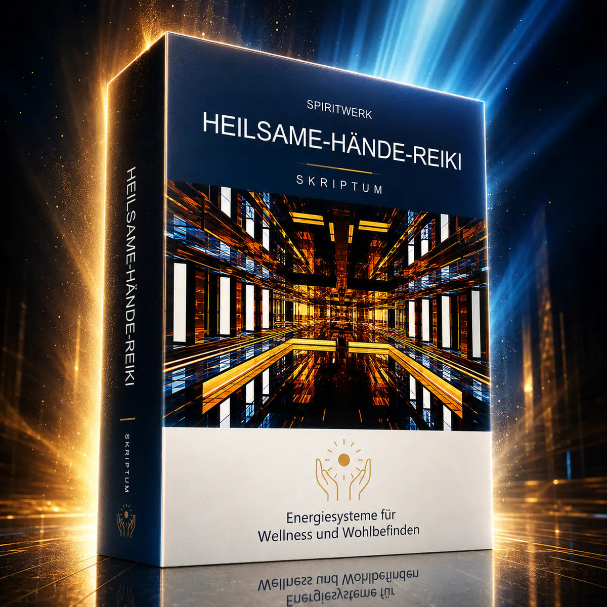 Ein Rendering einer Produktbox zu unserem Energiesystem Heilsame-Haende-Reiki: Energiesysteme für Wellness und Wohlbefinden.