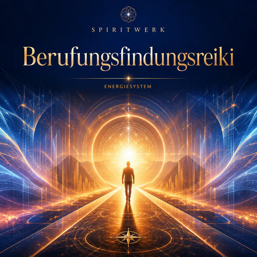 Cover zum Berufungsfindungs Reiki. Ein Mensch geht in eine Art aus Lichtenergie gebildetes Stargate auf dem Weg zu seiner Berufung.