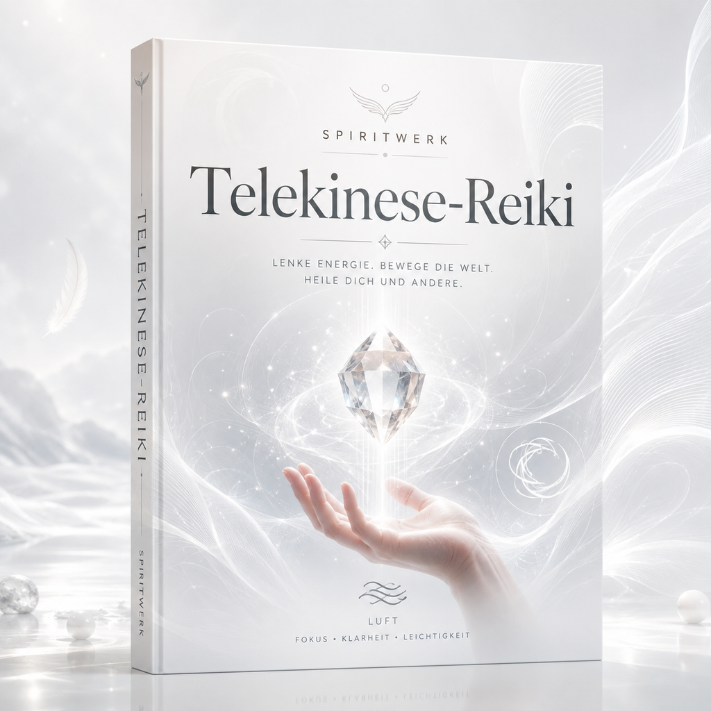 Ein Rendeirng des Covers unseres Eenrgiesystems: Telekinese-Reiki. Lenke Energie. Bewege die Welt. Erfahre Heilsamkeit für dich und andere.