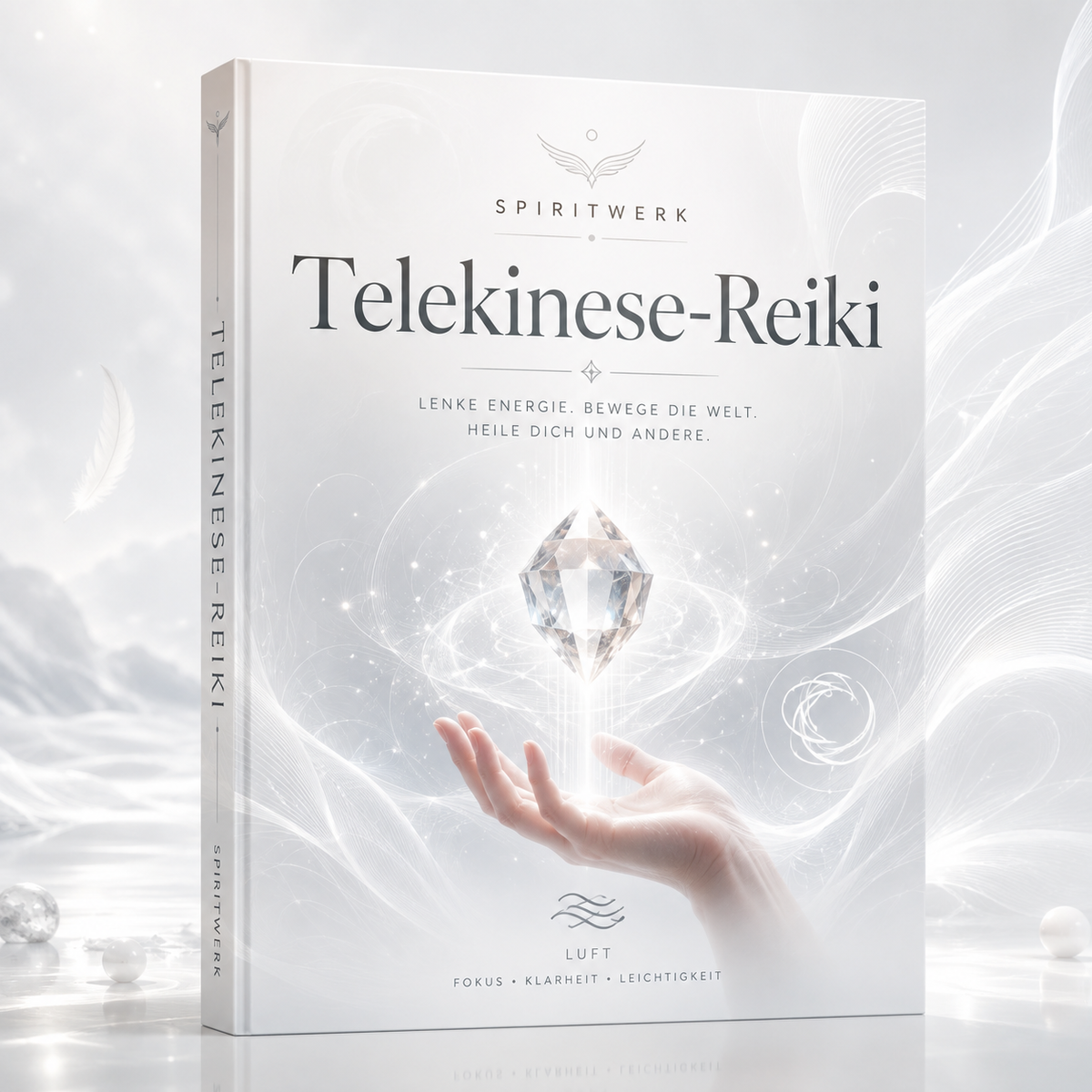 Ein Rendeirng des Covers unseres Eenrgiesystems: Telekinese-Reiki. Lenke Energie. Bewege die Welt. Erfahre Heilsamkeit für dich und andere.